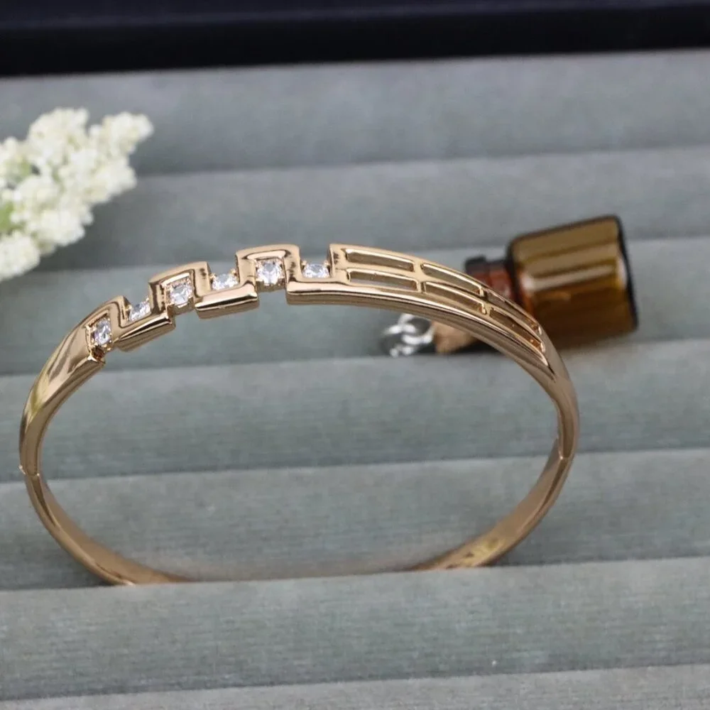 Rose Gold Geometric CZ Bangle Contemporary Style, XPBL0532